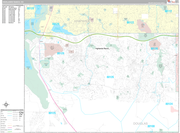 Highlands Ranch, CO Wall Map